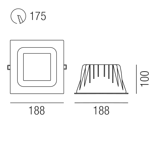 HALL LED SQUARE 53565/32-WCW