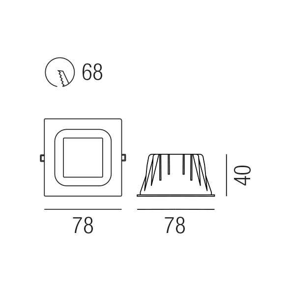 HALL LED SQUARE 53565/10-WCW