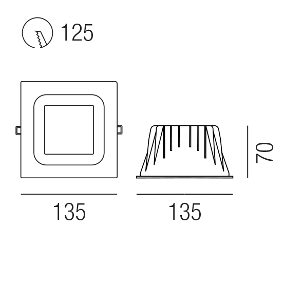 HALL LED SQUARE 53565/20-SCW